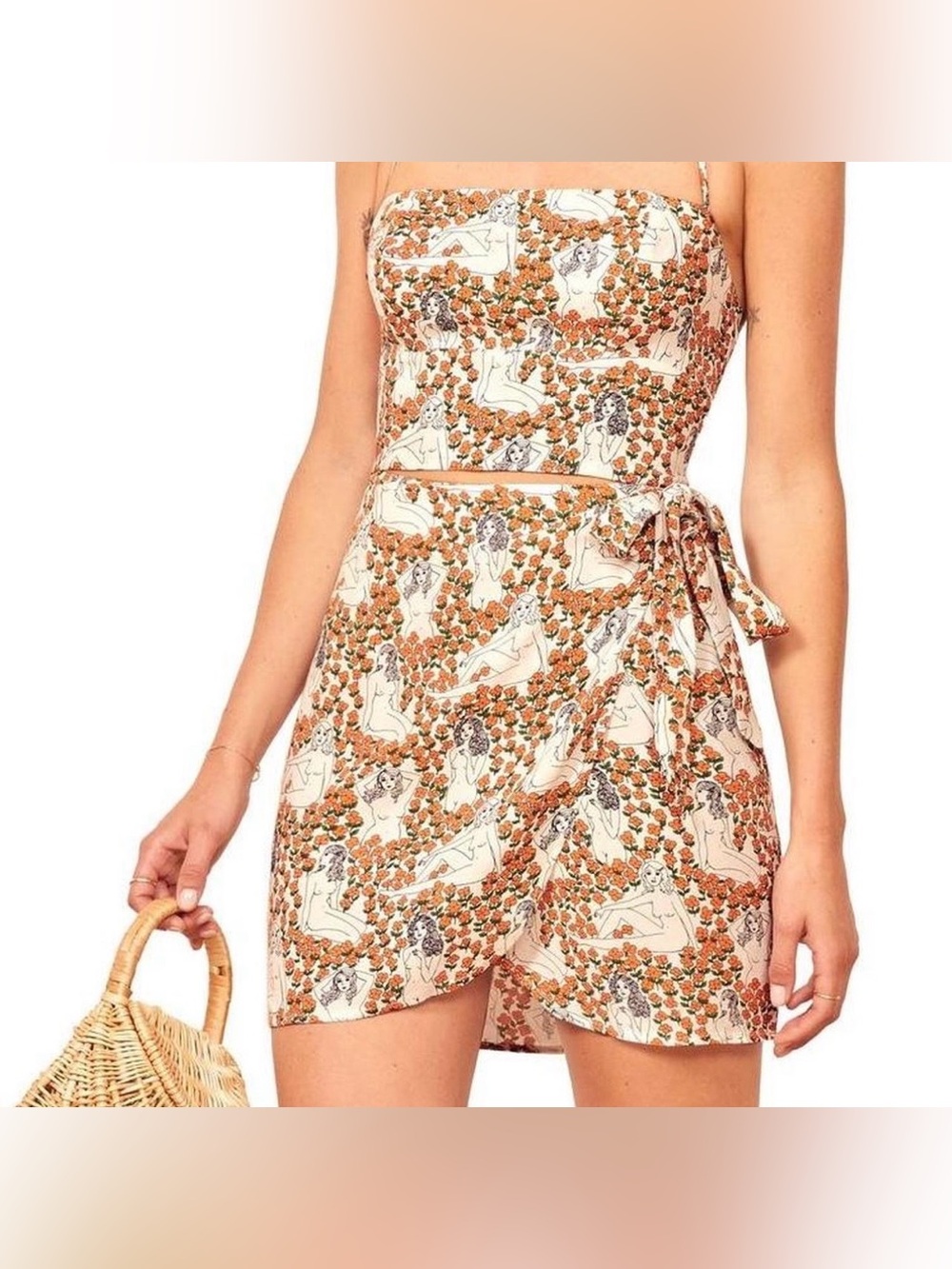 Reformation Coconut Cutout Minidress in Nymph print